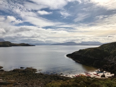 Summer Isles, sea kayaks on beach