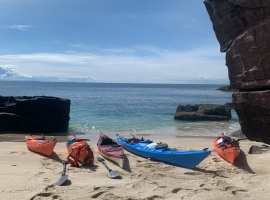 Kayaks on beach, Stoer